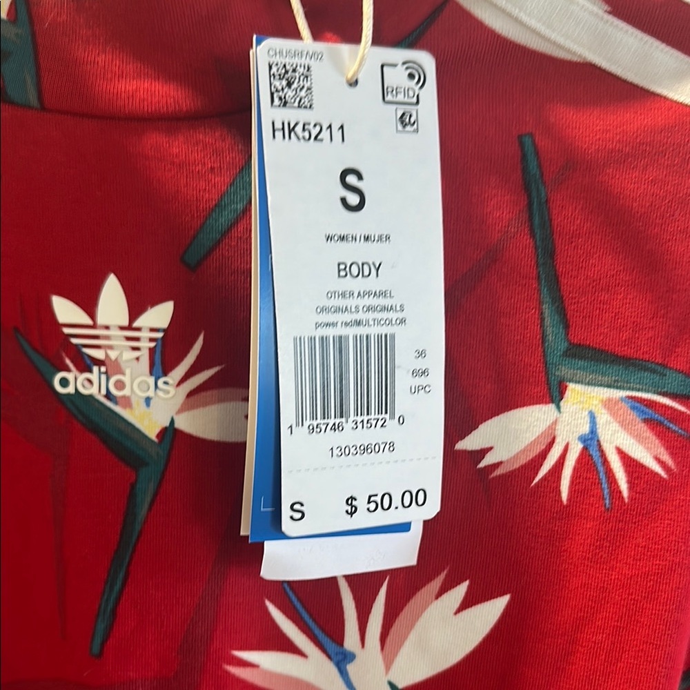 Adidas Red Floral Women's Tee